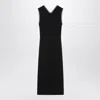 Prada Lace-trimmed Interlock Midi Crepe Dress In Black