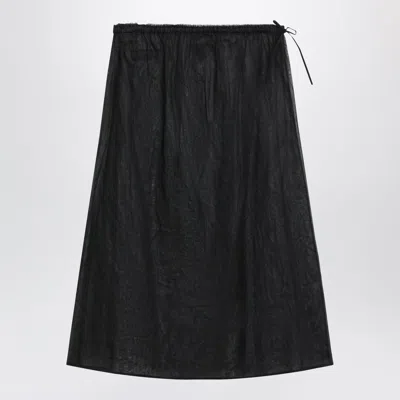 Prada Black Midi Skirt In Cotton Organdy