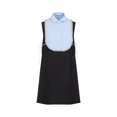 Prada Black Mini Dress In Transparent