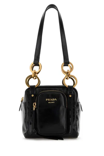 Prada Dangle Leather Top-handle Mini-bag In Black