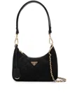 Prada Nylon Quilted Shoulder Bag With Chain Detail In Black