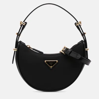 Pre-owned Prada Black Mini Re-nylon Arque Bag