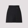 Prada Mini Skirt With Belt Loops And Pleats In Black