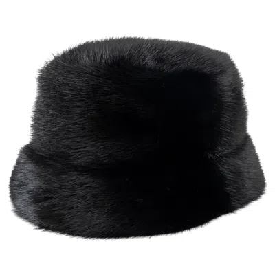 Pre-owned Prada Black Mink Fur Bucket Hat M