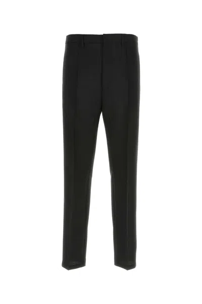 Prada Cotton-blend Slim-fit Trousers In Black