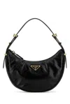 Prada Black Leather Arquã¨ Handbag In Black