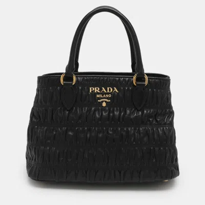 Pre-owned Prada Black Nappa Gaufre Leather Tote