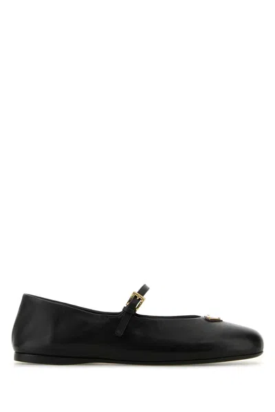 Prada Nappa Leather Ballerinas In Black