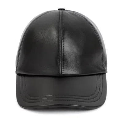 Prada Black Nappa Leather Baseball Cap