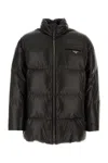 Prada Black Nappa Leather Down Jacket In Multi