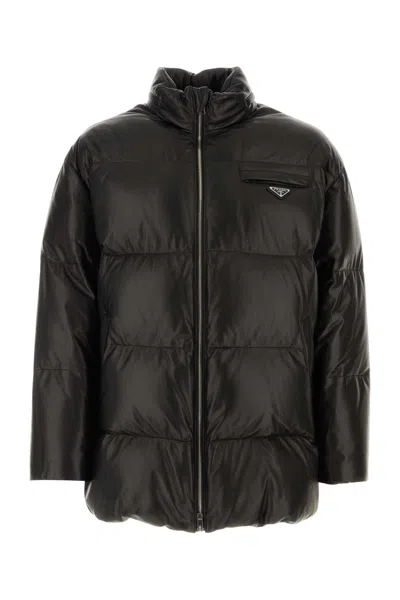 Prada Black Nappa Leather Down Jacket