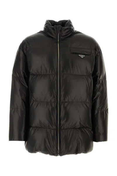 Prada Man Black Nappa Leather Down Jacket
