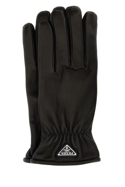 PRADA BLACK NAPPA LEATHER GLOVES