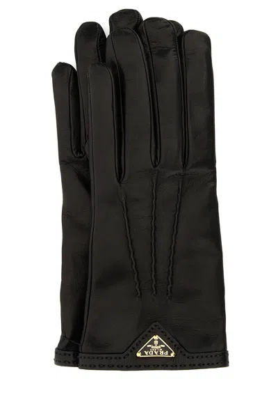 PRADA BLACK NAPPA LEATHER GLOVES
