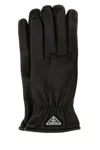 Prada Nappa Leather Gloves Elasticated Wrist In Nero