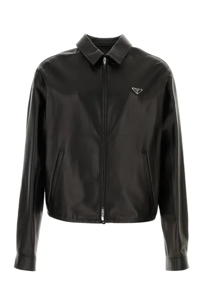 Prada Black Nappa Leather Jacket | ModeSens