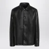 Prada Nappa Leather Jacket Shirt Collar Vents In Black