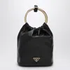 Prada Mini Logo Plaque Leather Bucket Bag