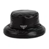 Prada Structured Leather Bucket Hat In Black
