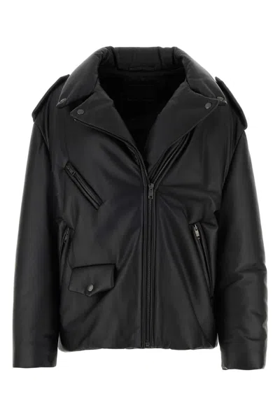 PRADA PRADA BLACK NAPPA LEATHER PADDED JACKET