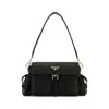Prada Explore Nappa Leather Shoulder Bag Buckle Hardware In Black