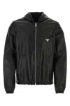 Prada Hooded Lightweight Jacket Front Pockets In Black