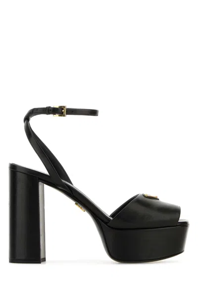 PRADA PRADA BLACK NAPPA LEATHER SANDALS