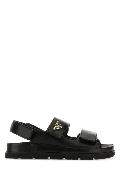 Prada Black Nappa Leather Sandals In Nero