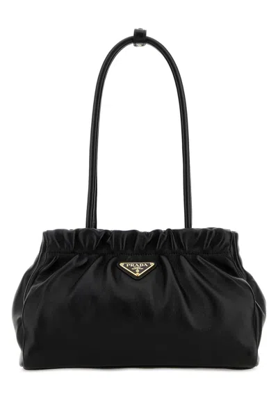 Prada Nappa Leather Shoulder Handbag 25 Cm X 17 Cm X 13 Cm In Black