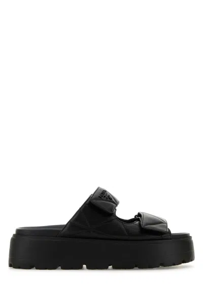 Prada Chunky Platform Sandals With Knot Detail In Black