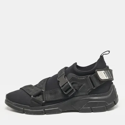 Pre-owned Prada Black Neoprene And Canvas Low Top Sneakers Size 41