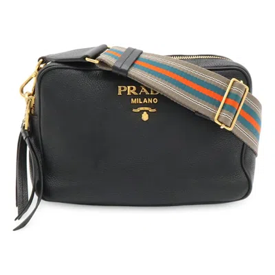 Pre-owned Prada Black Nero Leather Clutch Bag Shoulder Bag () In Black, Nero