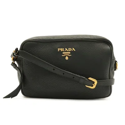Pre-owned Prada Black Nero Leather Pochette Shoulder Bag () In Black, Nero
