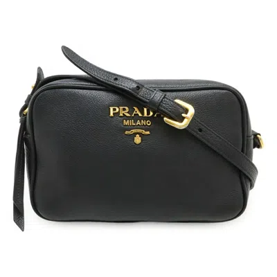 Pre-owned Prada Black Nero Leather Pochette Shoulder Bag () In Black, Nero