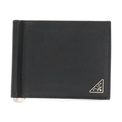 Pre-owned Prada Black Nero Leather Wallet (bi-fold) () In Black, Nero