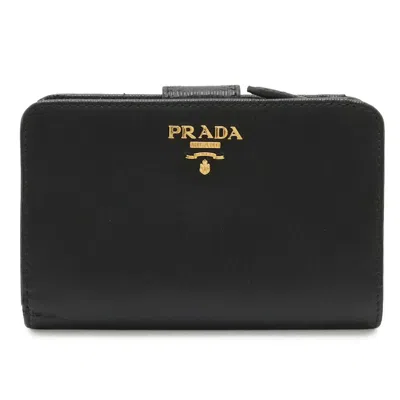 Pre-owned Prada Black Nero Leather Wallet (bi-fold) () In Black, Nero