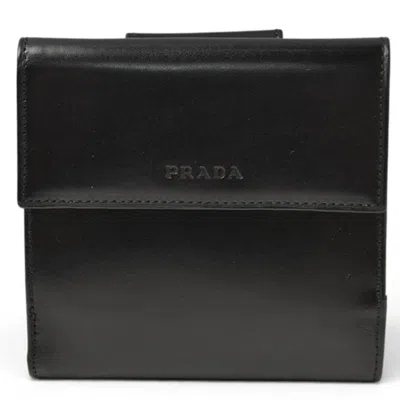 Pre-owned Prada Black Nero Leather Wallet (tri-fold) () In Black, Nero