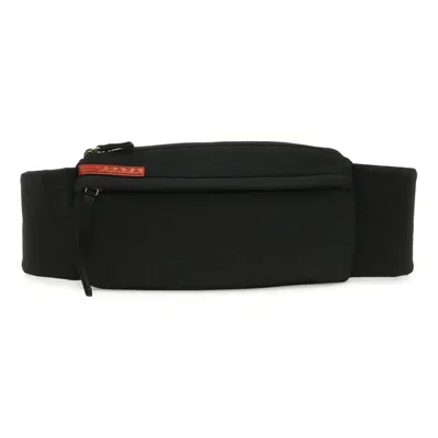 Pre-owned Prada Black Nero Mesh Neoprene Fanny Pack Sling Bag () In Black, Nero