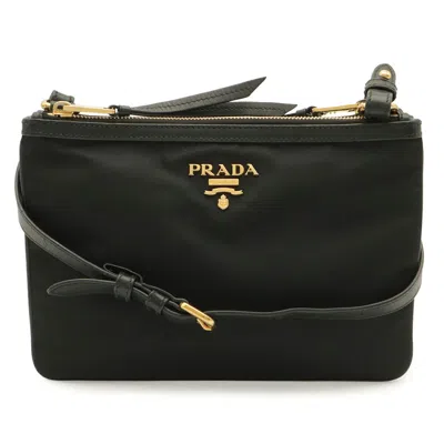 Pre-owned Prada Black Nero Nylon Clutch Bag Pochette Shoulder Bag () In Black, Nero