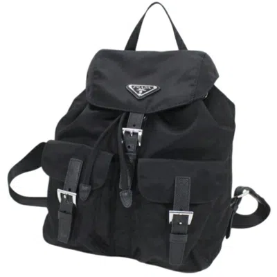 Pre-owned Prada Black Nero Nylon Leather Backpack ()