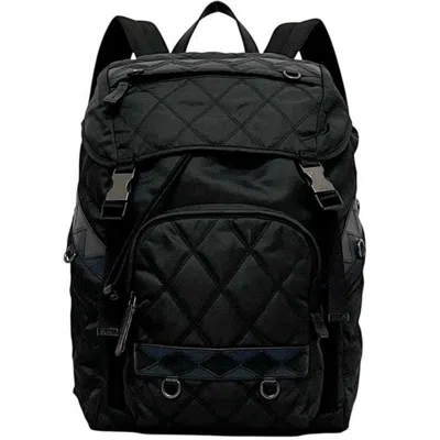 Pre-owned Prada Black Nero Nylon Leather Backpack () In Black, Nero