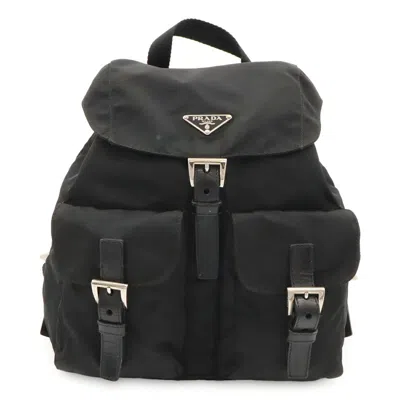 Pre-owned Prada Black Nero Nylon Leather Backpack () In Black, Nero