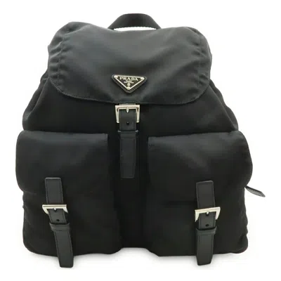Pre-owned Prada Black Nero Nylon Leather Backpack () In Black, Nero