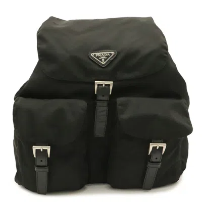 Pre-owned Prada Black Nero Nylon Leather Backpack () In Black, Nero