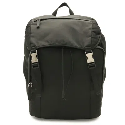 Pre-owned Prada Black Nero Nylon Leather Backpack Shoulder Bag () In Black, Nero