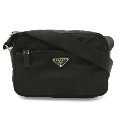 Pre-owned Prada Black Nero Nylon Leather Pochette Shoulder Bag () In Black, Nero