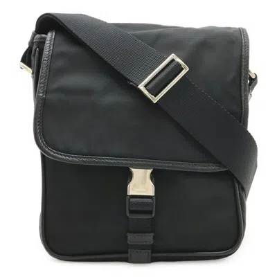 Pre-owned Prada Black Nero Nylon Leather Pochette Shoulder Bag () In Black, Nero