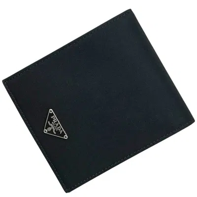 Pre-owned Prada Black Nero Nylon Leather Wallet (bi-fold) () In Black, Nero