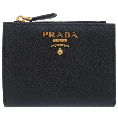 Pre-owned Prada Black Nero Pink Leather Wallet (bi-fold) () In Black, Nero, Pink