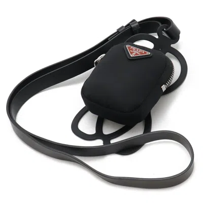 Pre-owned Prada Black Nero Red Color Rubber Nylon Pochette Shoulder Bag ()